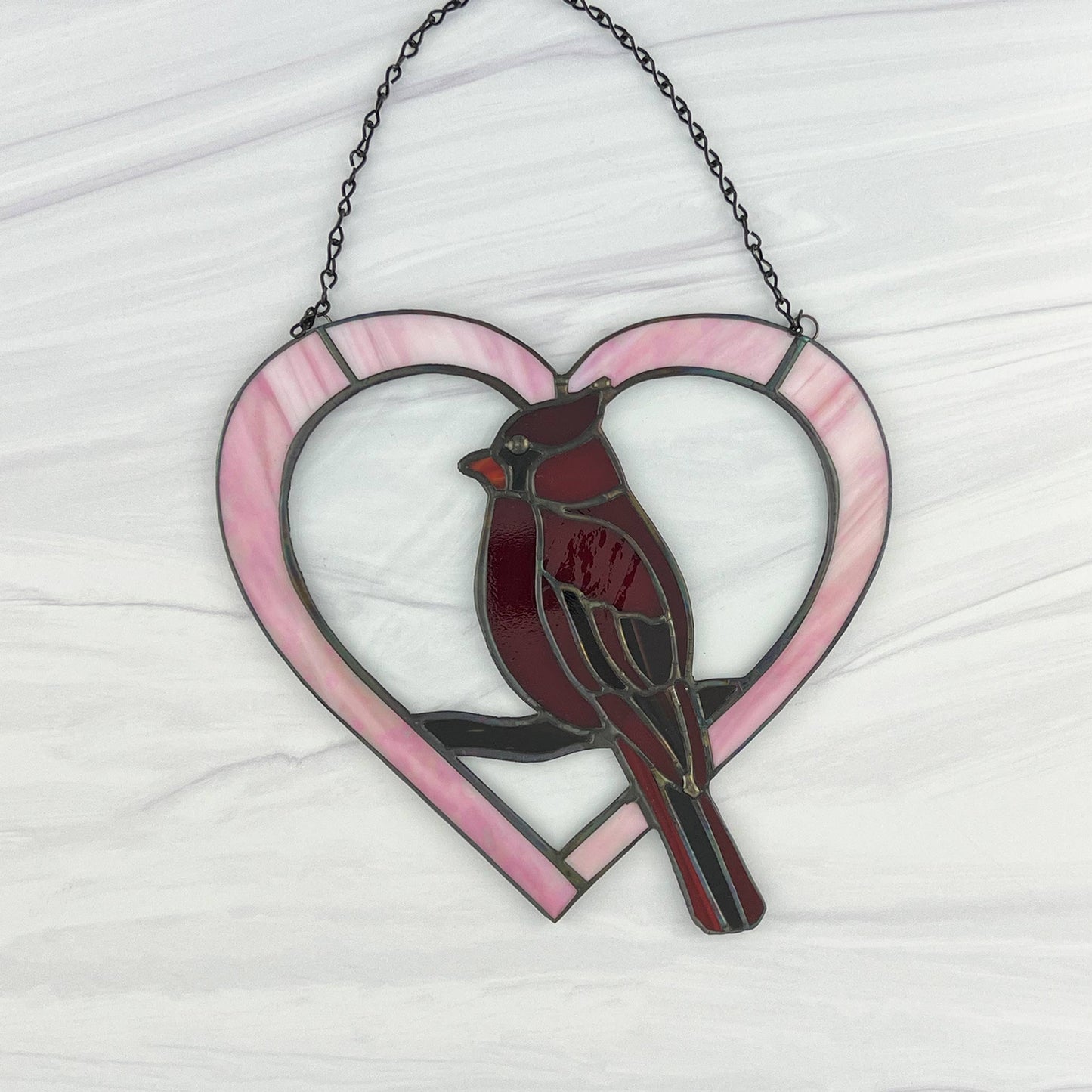 Cardinal Heart Suncatcher
