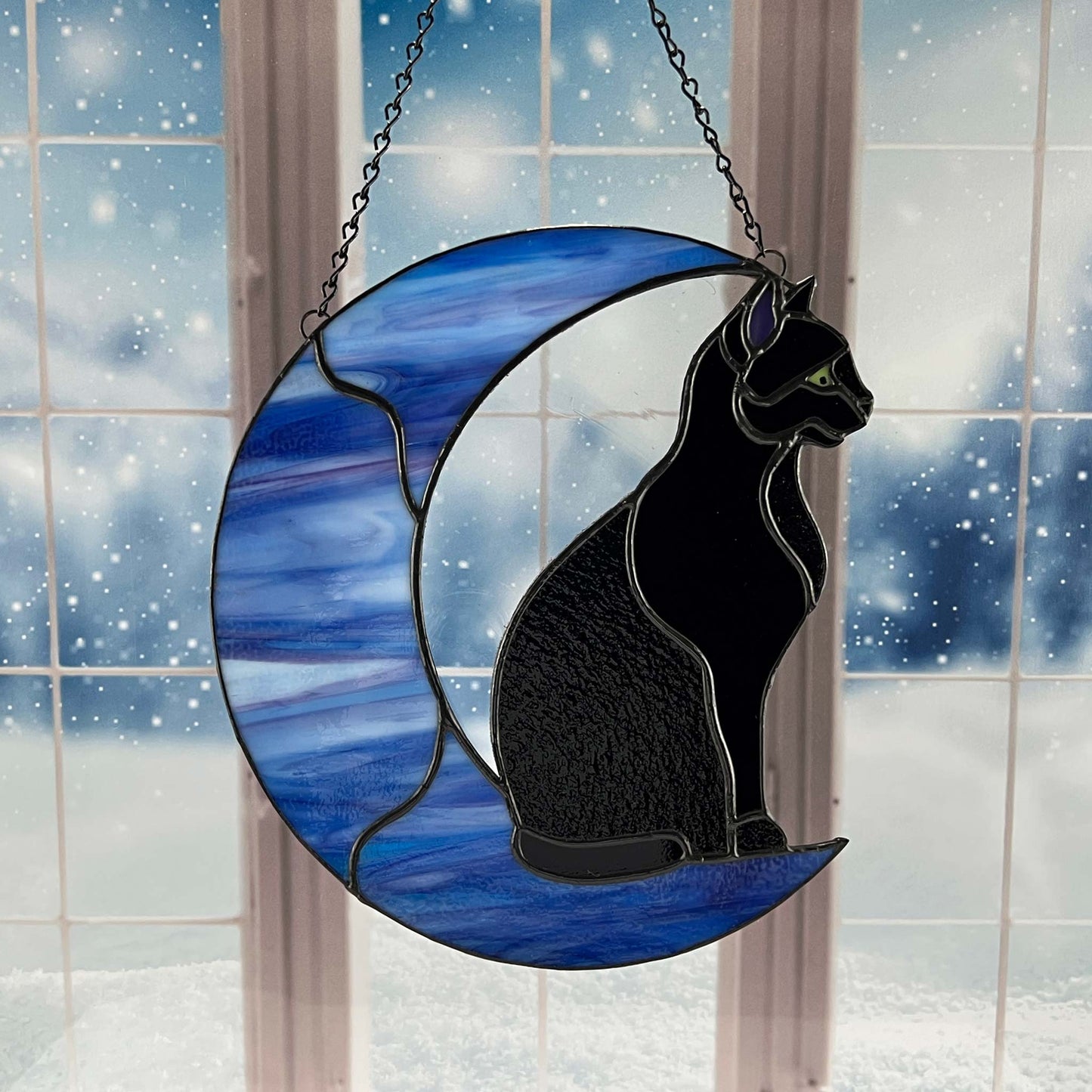 Black Cat on a Multi-colored Blue Moon