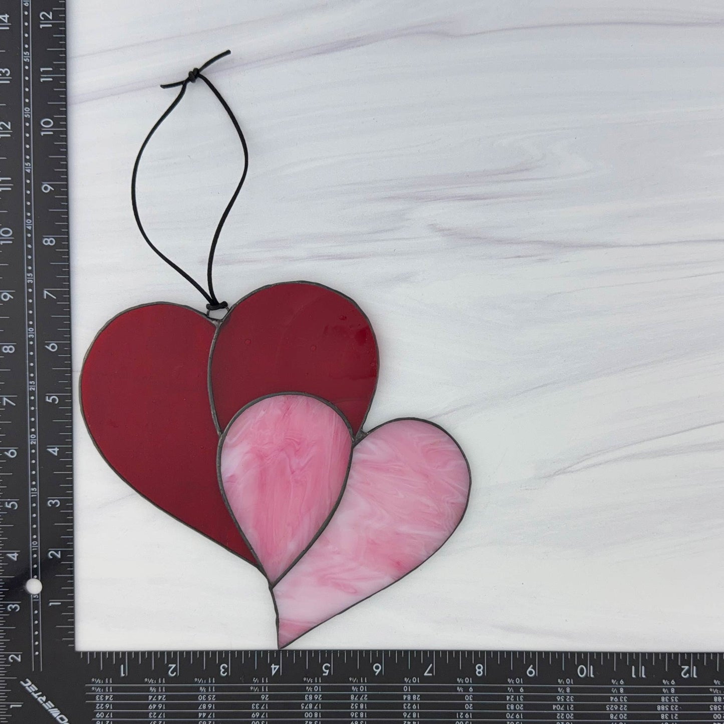 Heart Suncatcher - Double Heart in Red & Pink
