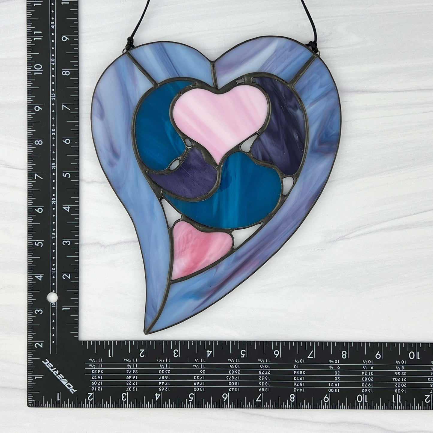 Hearts within a Heart Suncatcher - Blue, Pink, Purple