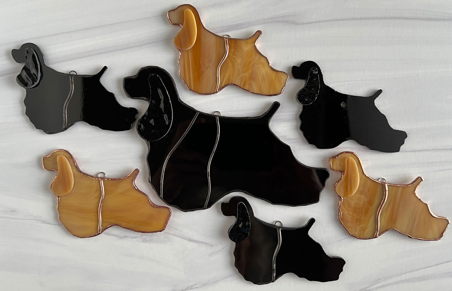 American Cocker Spaniels - Custom Bust, Head in Heart, Silhouettes