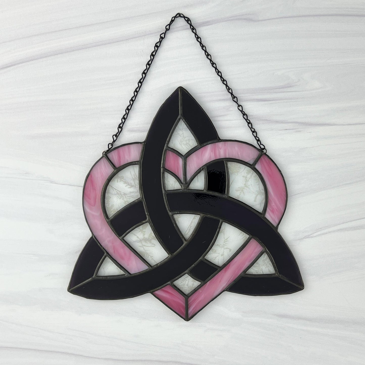Celtic Triquetra Heart (Celtic Sisters Knot) Suncatcher - Pink/Purple