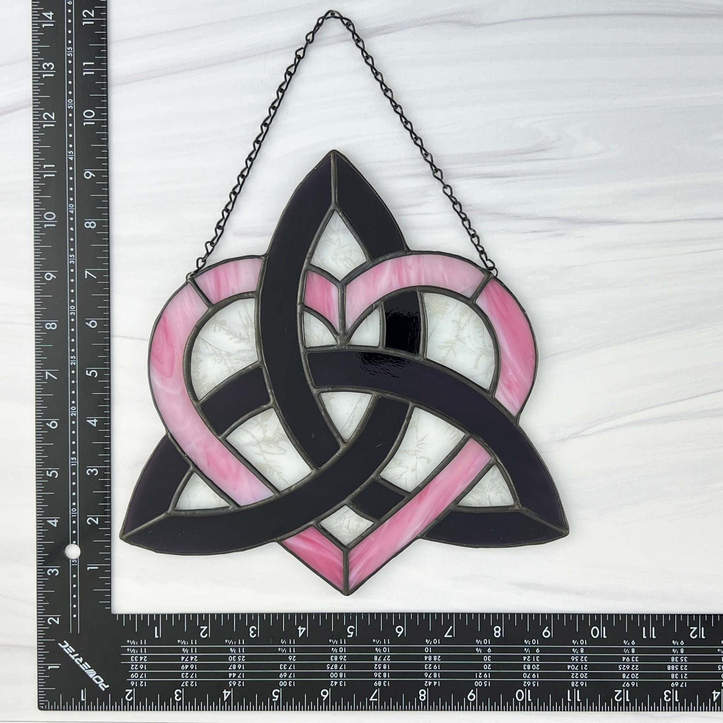 Celtic Triquetra Heart (Celtic Sisters Knot) Suncatcher - Pink/Purple