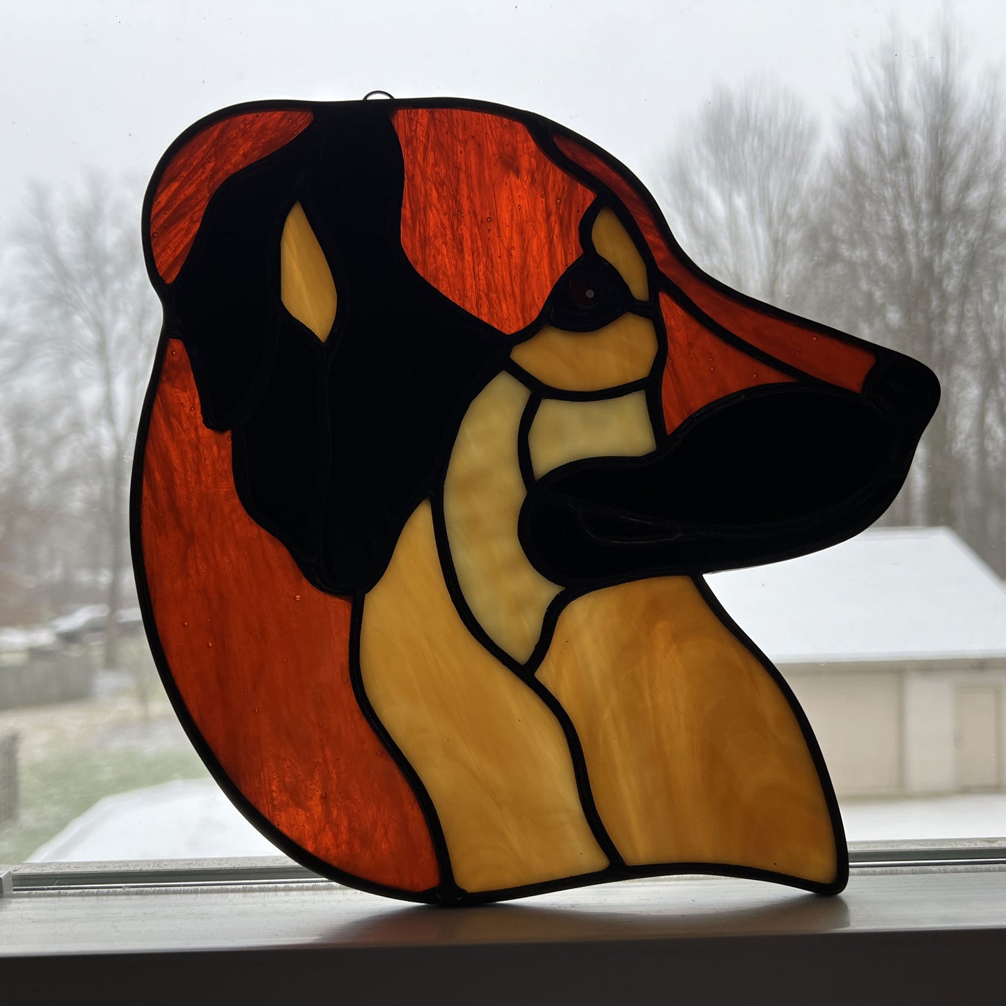 German Shepherd Stained Glass Suncatcher Head