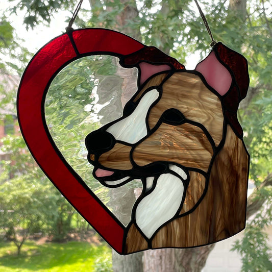 Stained Glass Collie, German Shepherd, Dog, Heart Suncatcher Image1