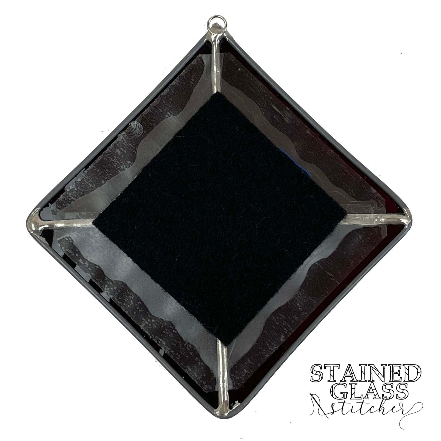 Red Candle Ornament with a Red Ripple Stained Glass Frame