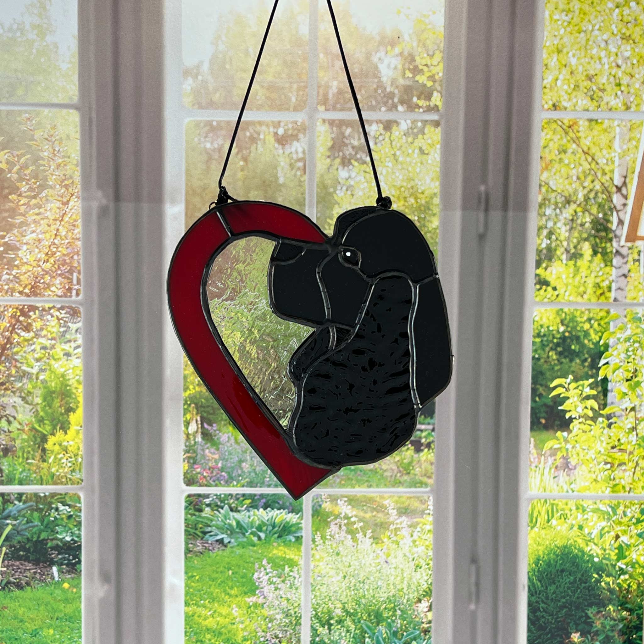 American Cocker Spaniel Stained Glass Suncatcher- Black – Stained Glass ...