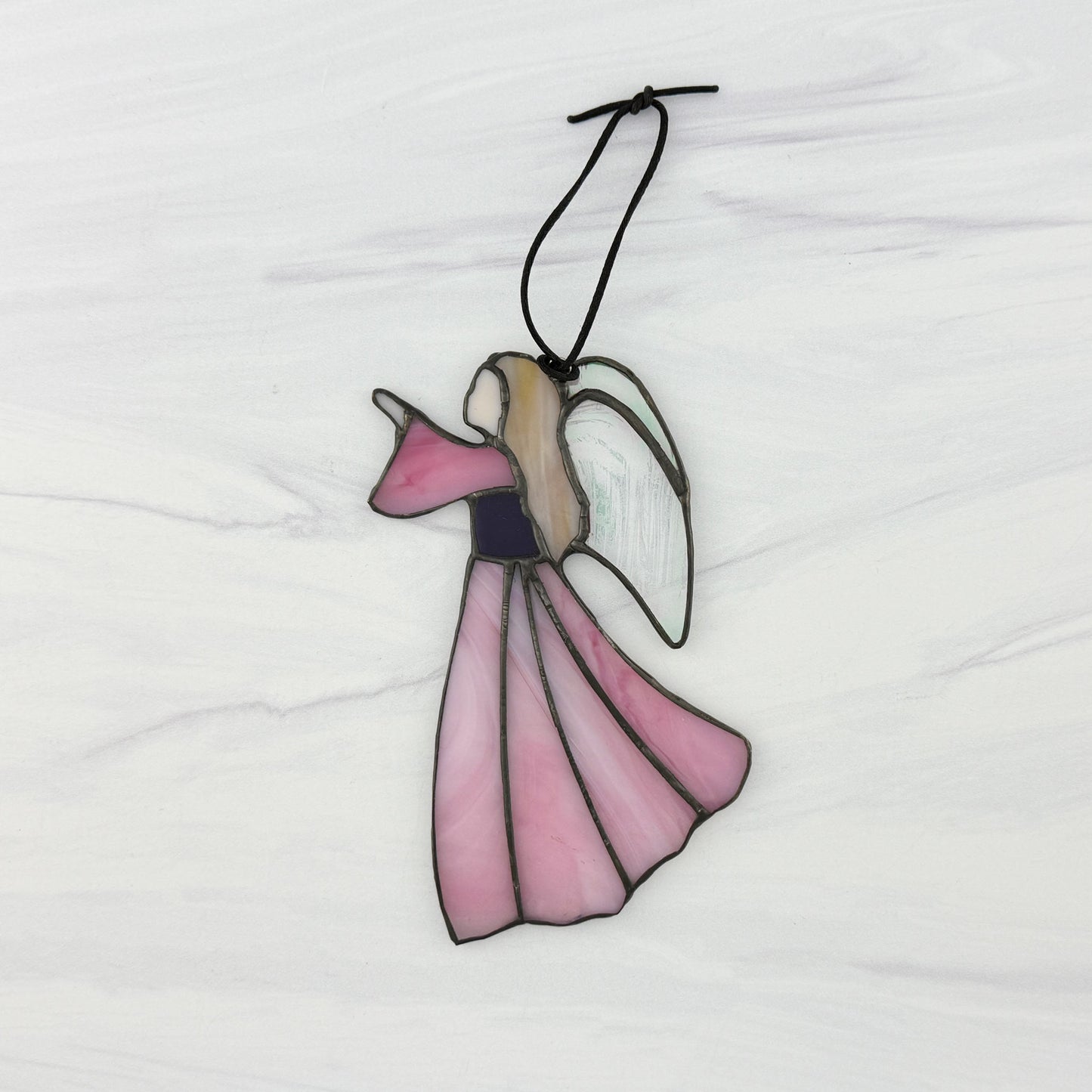Angel Stained Glass Suncatcher - Pink 6" Tall
