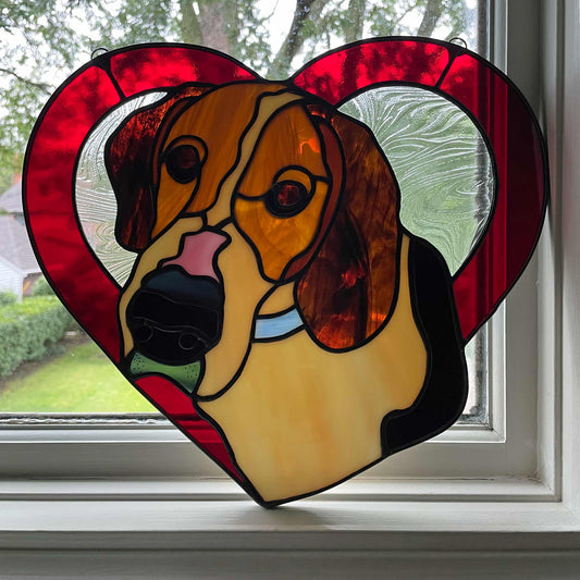 Atticus - Custom Beagle Heart Suncatcher