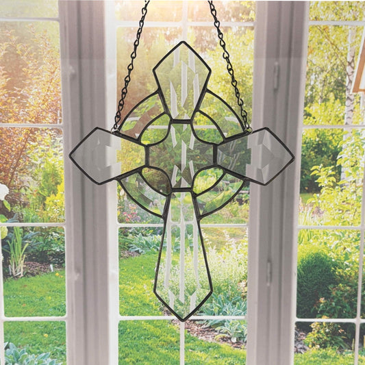 Beveled Clear Glass Celtic Knot Cross