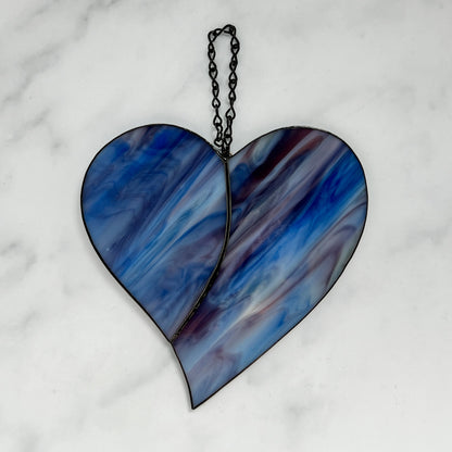 Heart Suncatcher - Blue, Purple & White Swirls (6 x 6 1/4)