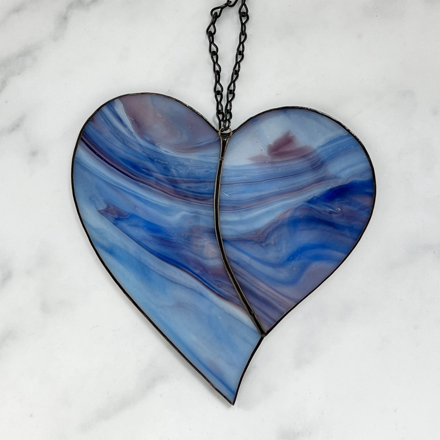 Heart Suncatcher - Blue, Purple & White Swirls (6 x 6 1/4)