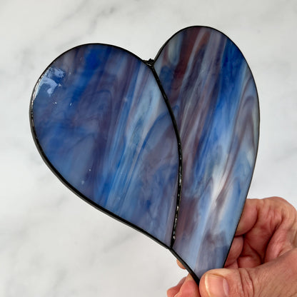 Heart Suncatcher - Blue, Purple & White Swirls (6 x 6 1/4)