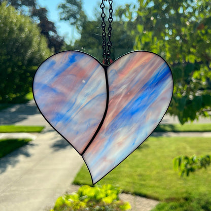 Heart Suncatcher - Blue, Purple & White Swirls (6 x 6 1/4)