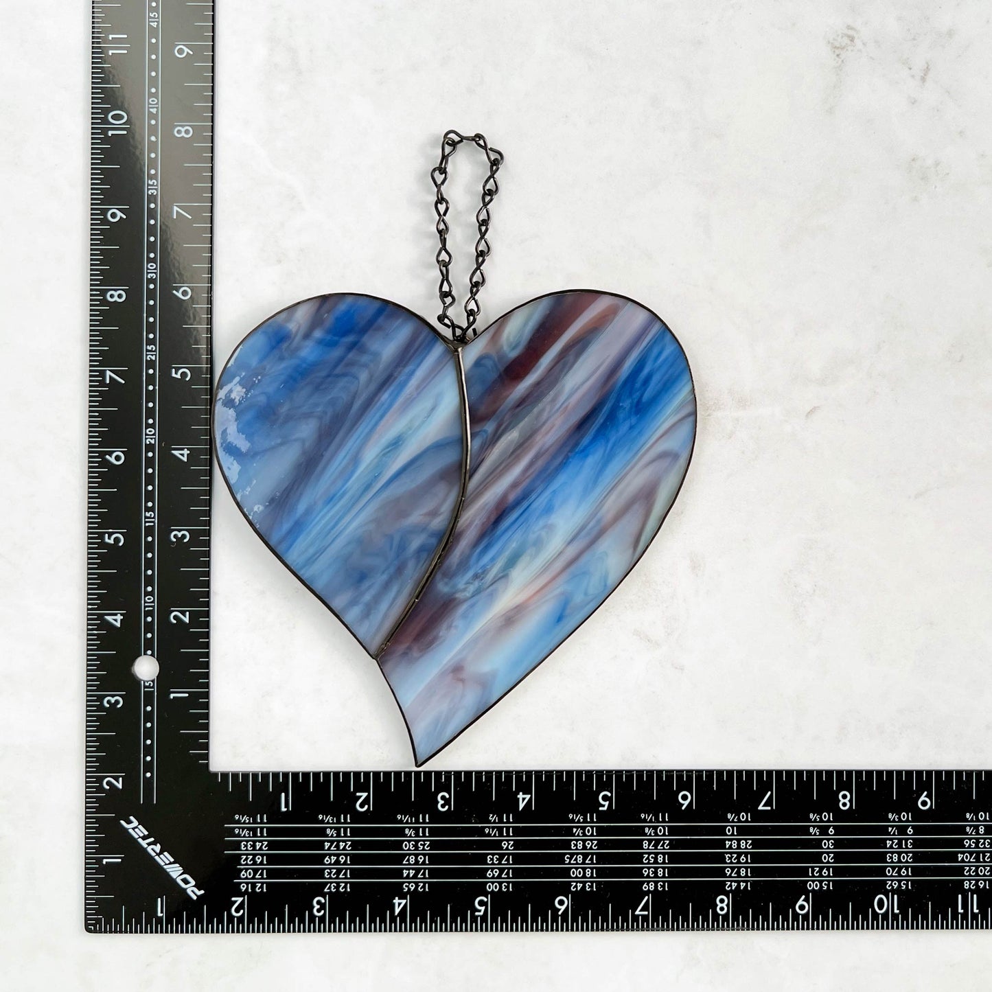 Heart Suncatcher - Blue, Purple & White Swirls (6 x 6 1/4)