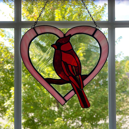 Cardinal Heart Suncatcher