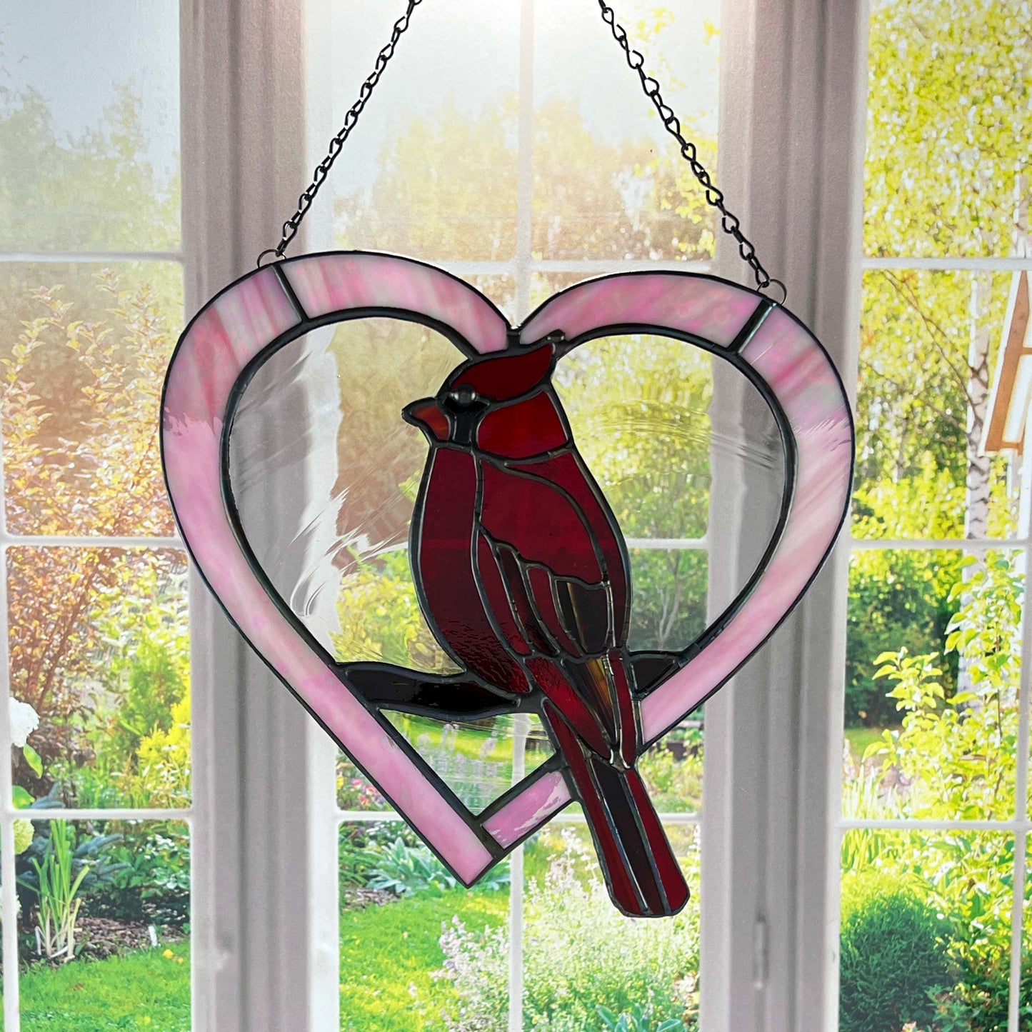 Cardinal Heart Suncatcher