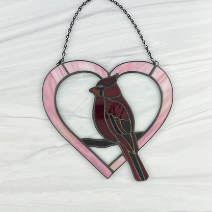 Cardinal Heart Suncatcher