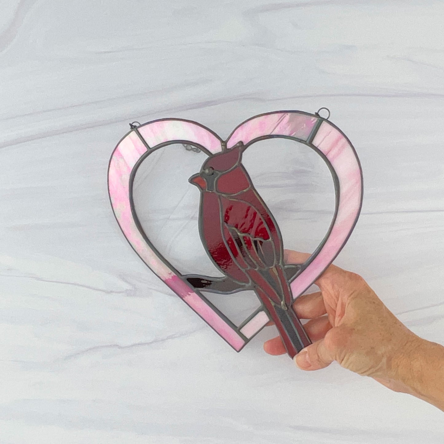 Cardinal Heart Suncatcher