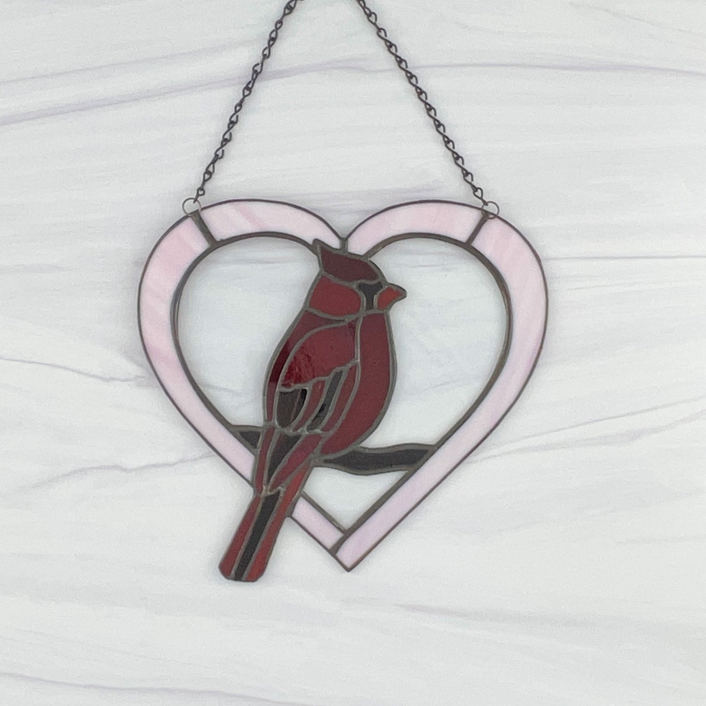 Cardinal Heart Suncatcher