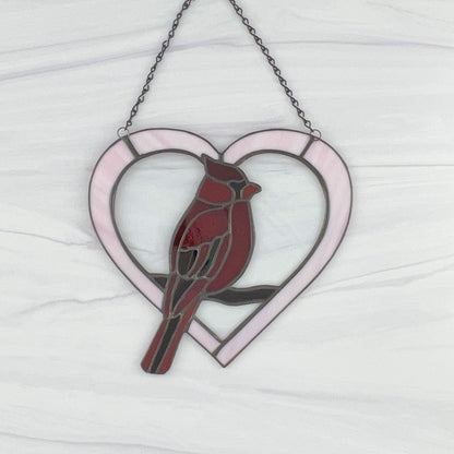 Cardinal Heart Suncatcher
