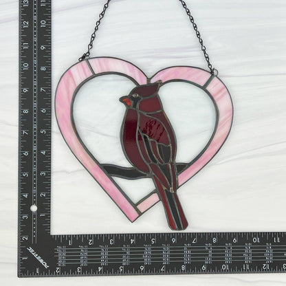 Cardinal Heart Suncatcher