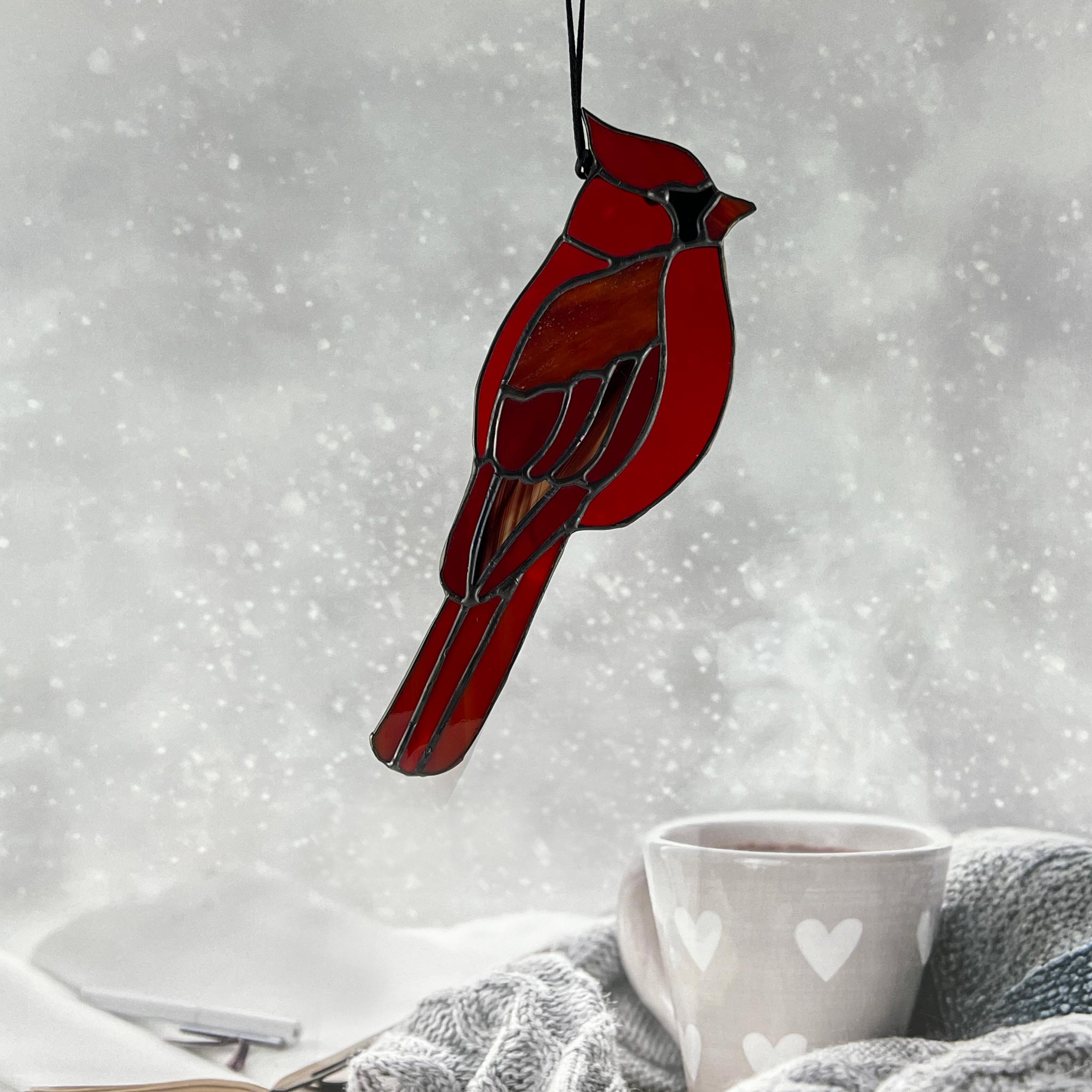Stained Glass Cardinal Suncatcher Dancing in the light – Stained Glass ...