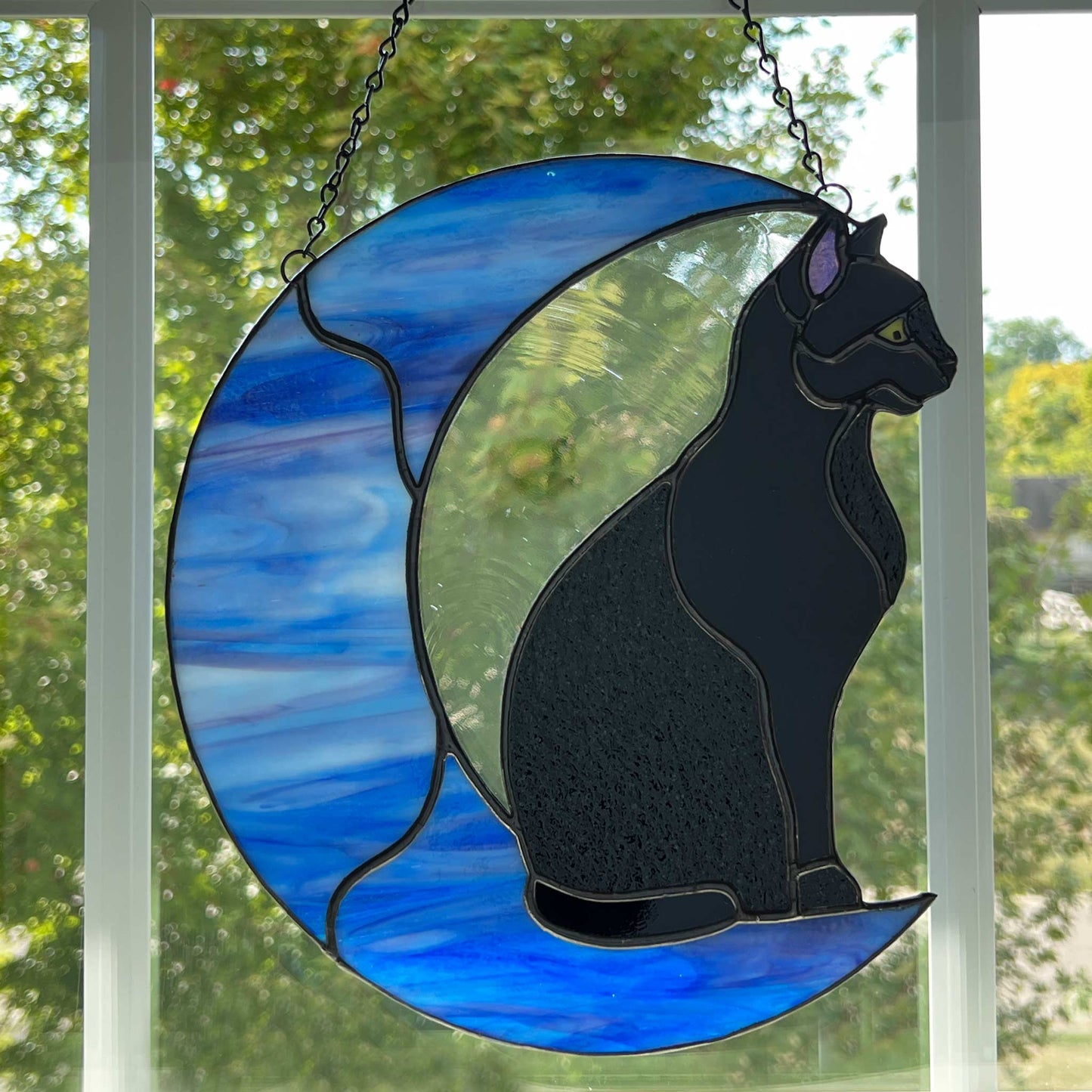 Black Cat on a Multi-colored Blue Moon