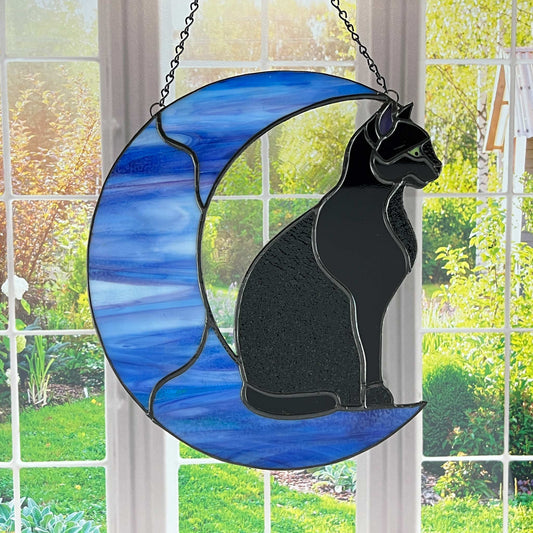 Black Cat on a Multi-colored Blue Moon