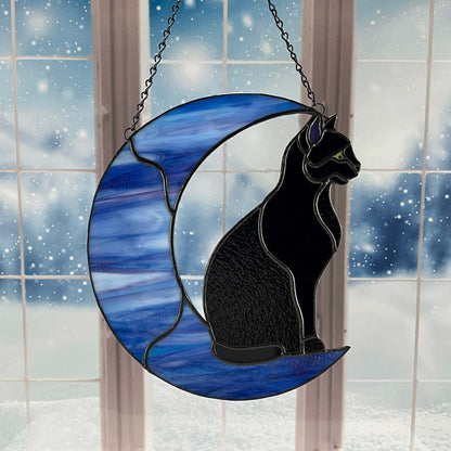 Black Cat on a Multi-colored Blue Moon