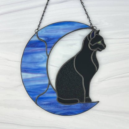 Black Cat on a Multi-colored Blue Moon