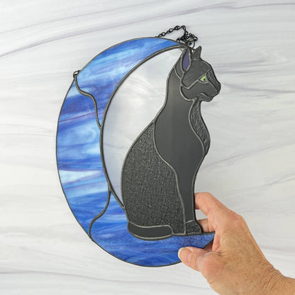Black Cat on a Multi-colored Blue Moon