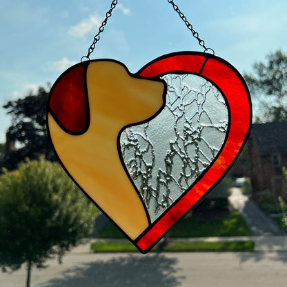 Dog Silhouette Heart Suncatcher - Cream