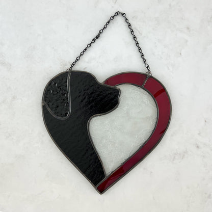 Dog Silhouette Heart Suncatcher - Black