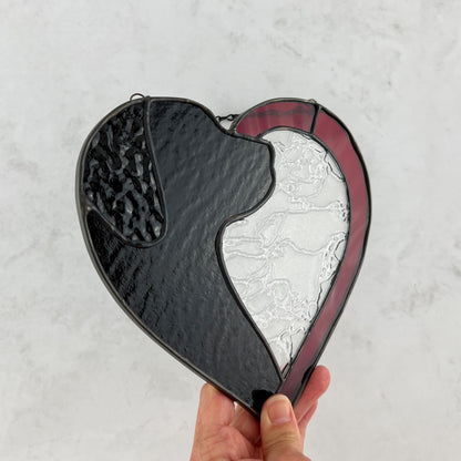 Dog Silhouette Heart Suncatcher - Black