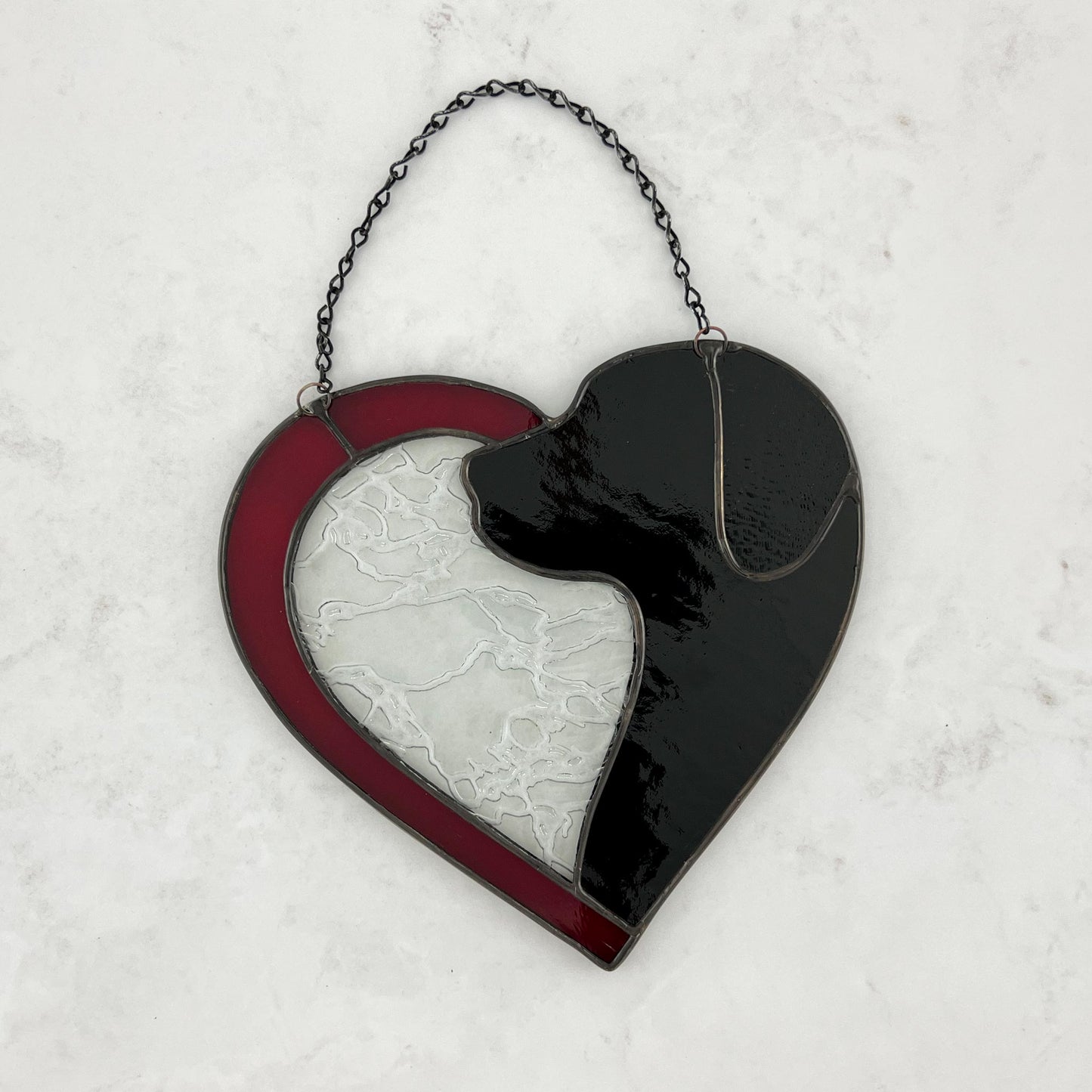 Dog Silhouette Heart Suncatcher - Black