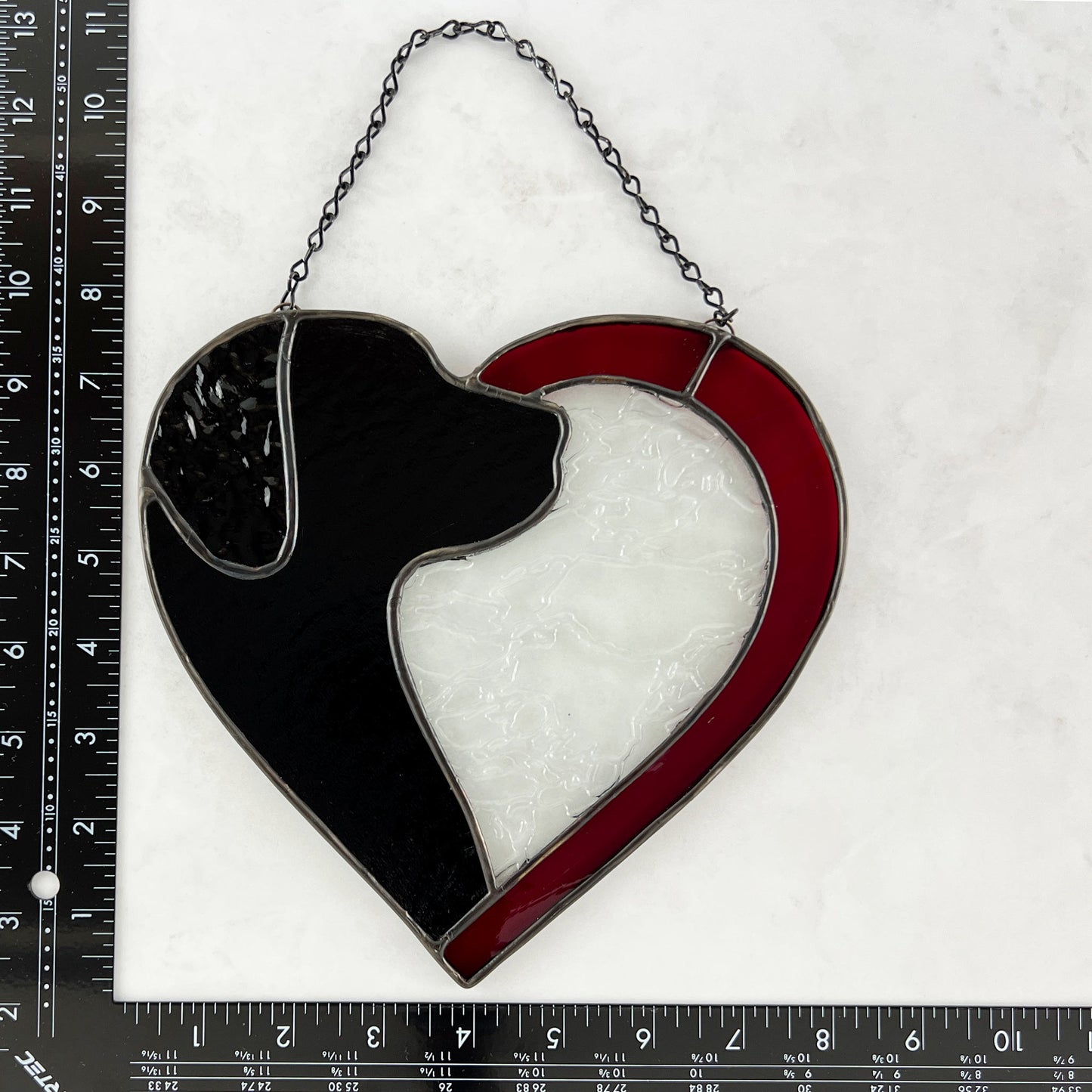 Dog Silhouette Heart Suncatcher - Black