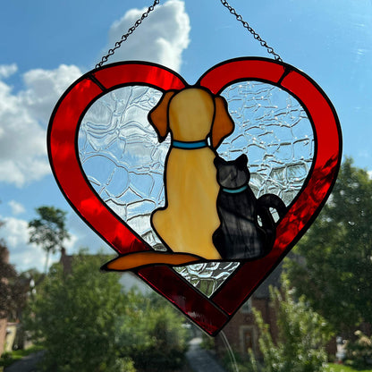 Dog and Cat Silhouette with Black Cat