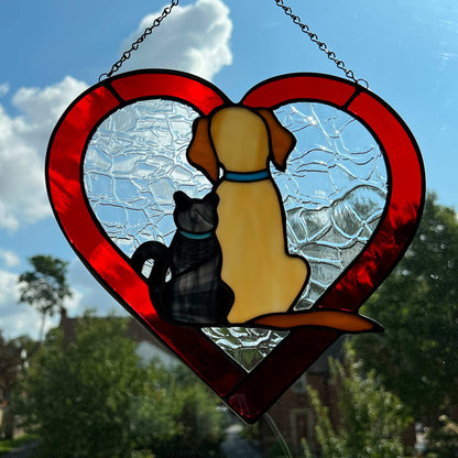 Dog and Cat Silhouette with Black Cat