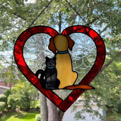 Dog and Cat Silhouette with Black Cat