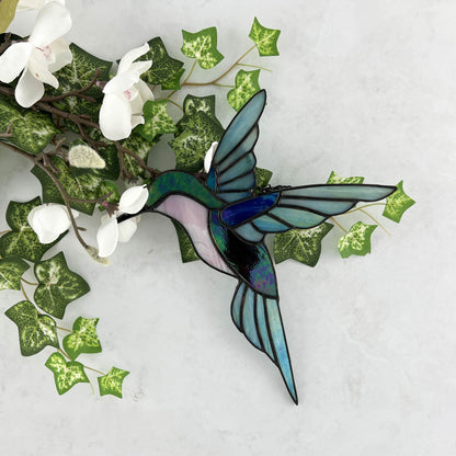 Hummingbird in Iridescent Blue, Purple, and Pink