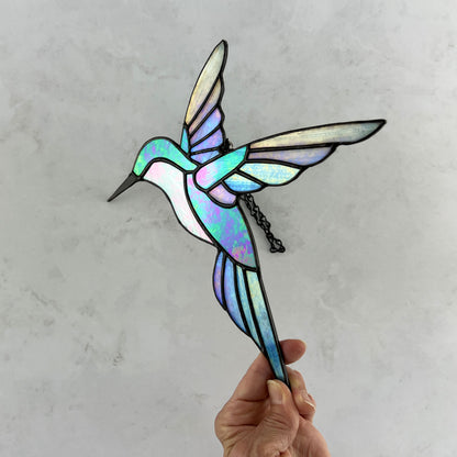 Hummingbird in Iridescent Blue, Purple, and Pink