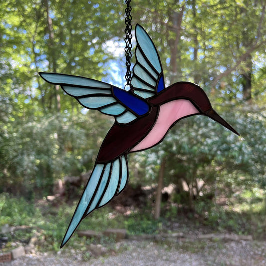 Hummingbird in Iridescent Blue, Purple, and Pink