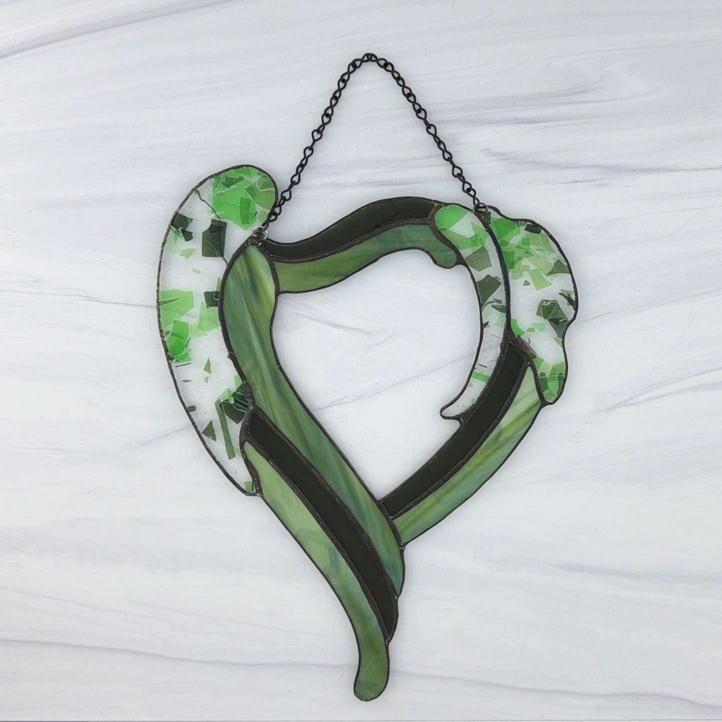 Contemporary Green Fractured Heart