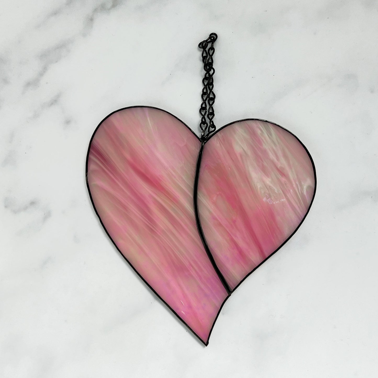 Heart Suncatcher - Pink Iridescent (6 x 6 1/4)