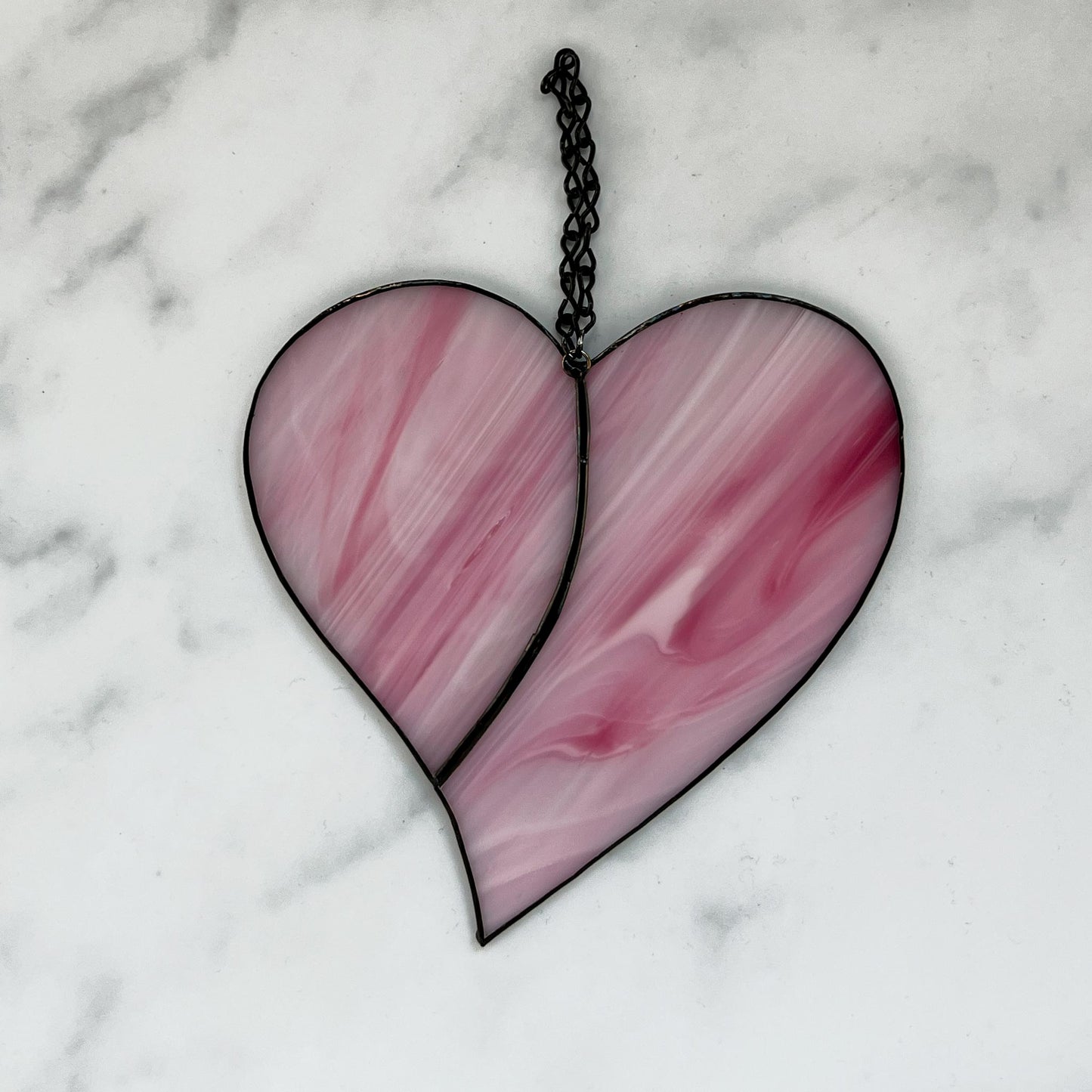 Heart Suncatcher - Pink Iridescent (6 x 6 1/4)