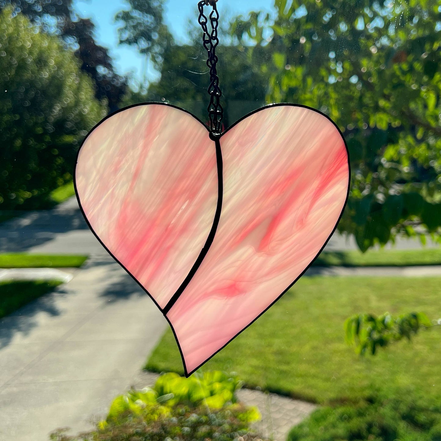 Heart Suncatcher - Pink Iridescent (6 x 6 1/4)