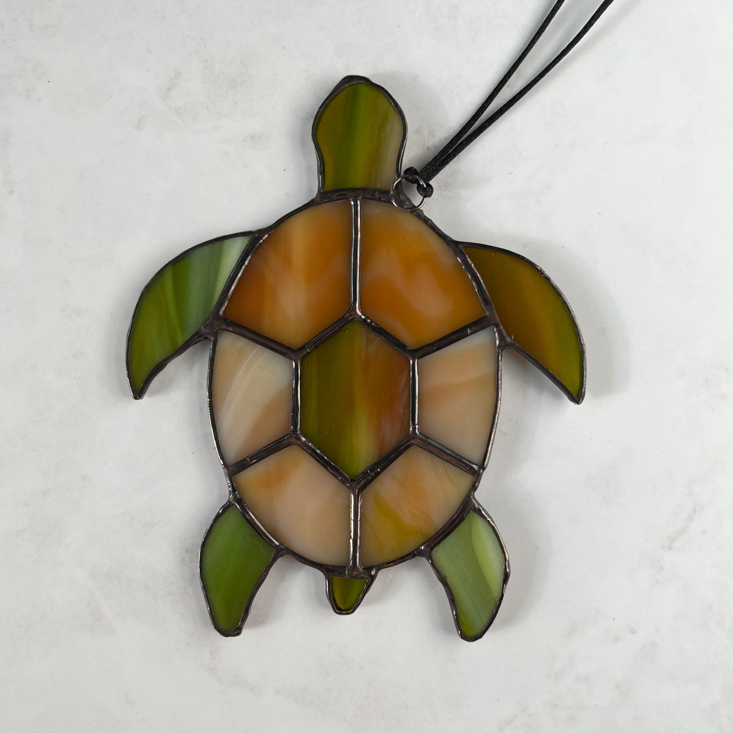 Sea Turtle in Amber and Olive Green (5x6)