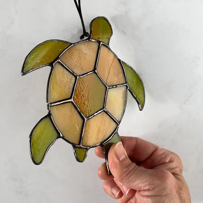 Sea Turtle in Amber and Olive Green (5x6)