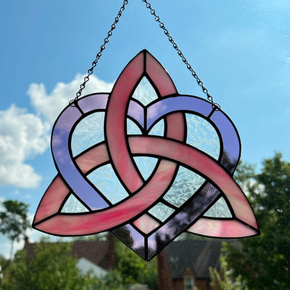 Celtic Triquetra Heart (Celtic Sisters Knot) Suncatcher - Pink/Purple